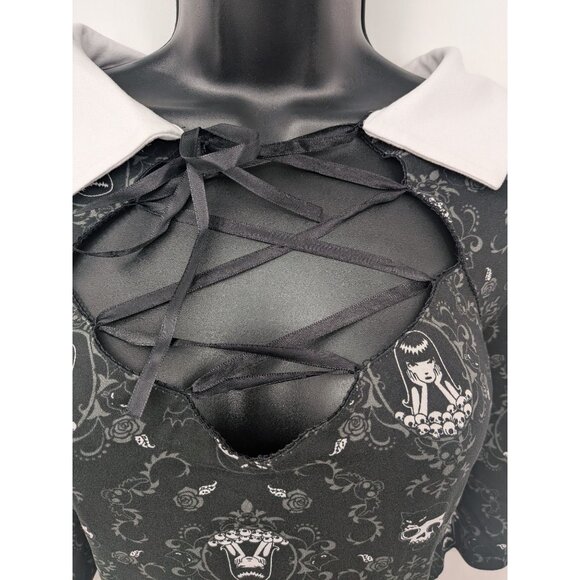 Emily Strange Gothic Lace Up Mini Dress Women Size 1X Plus Y2K Anime Whimsigoth - Picture 7 of 12